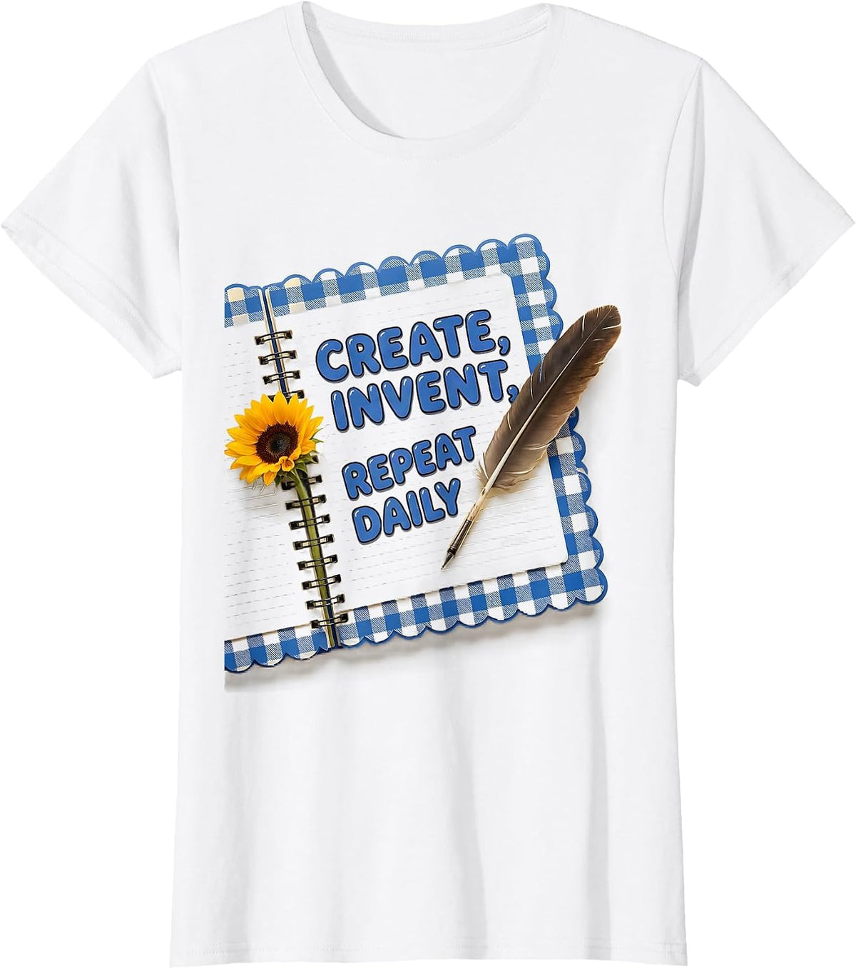 Women's Create Invent Repeat Daily Renaissance Man Design T-Shirt - White