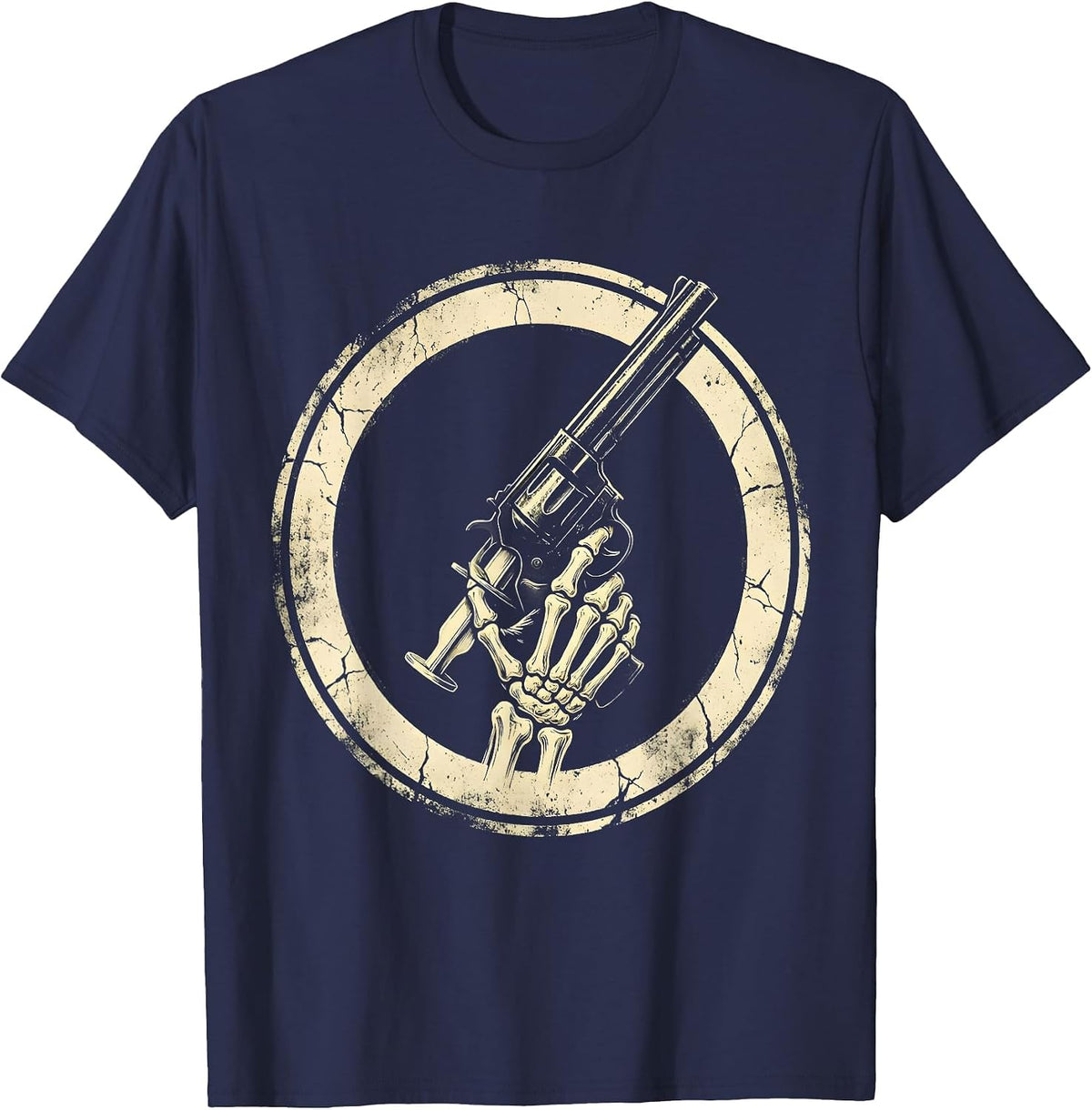 Holiday Syringe Pistol Graphic Tee T-Shirt - Navy Blue