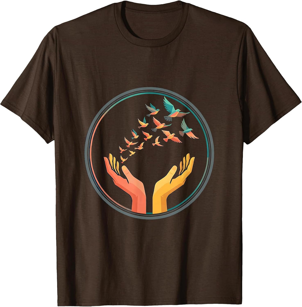 Special Education Teacher Birds of Freedom Design T-Shirt - Brown