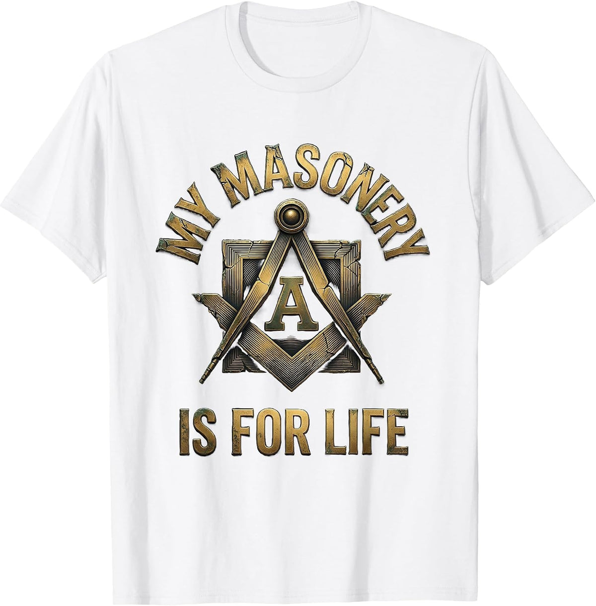 Men's My Masonry Is For Life Distressed Freemason Square T-Shirt - White