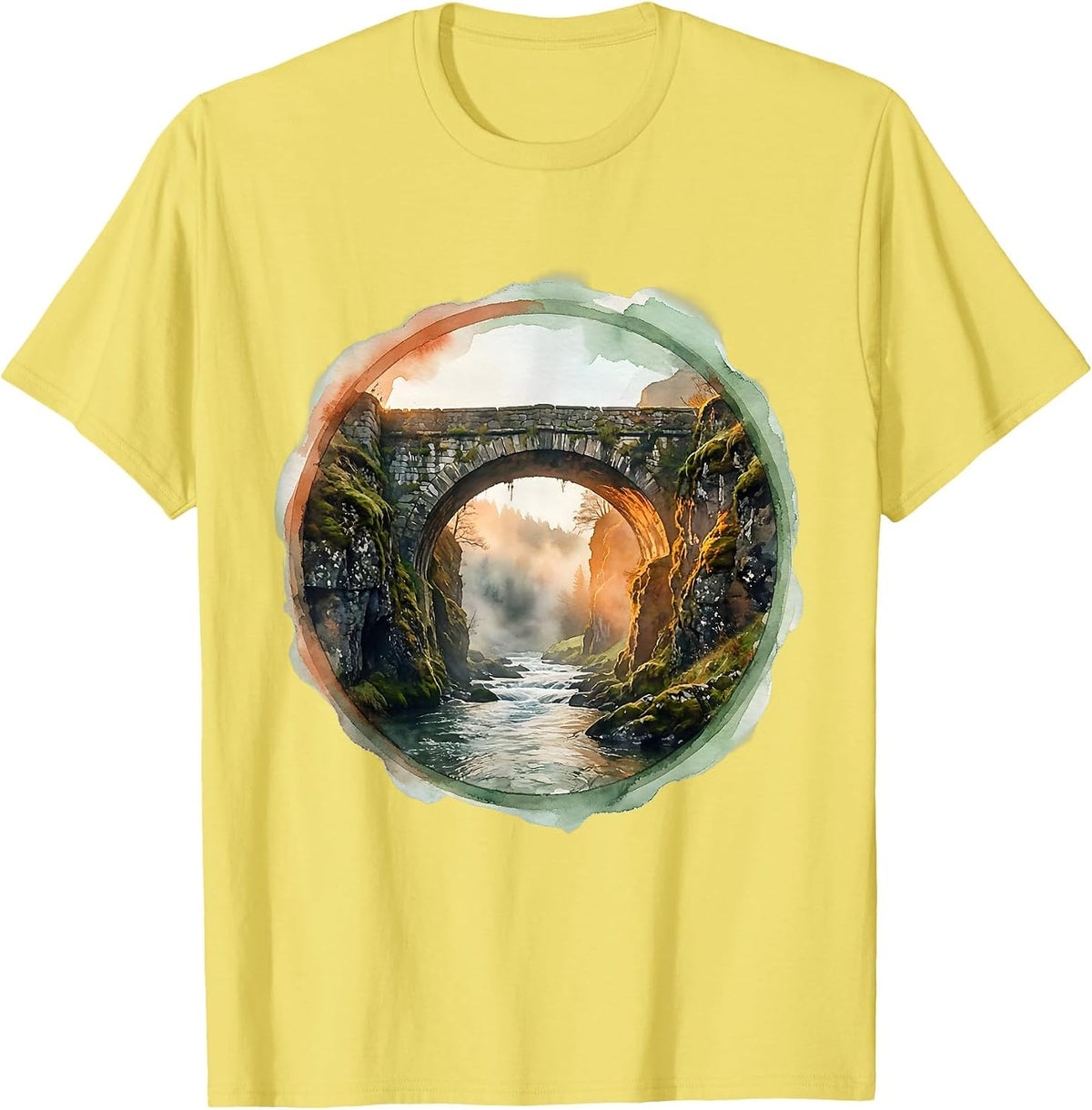 Men's Social Worker Bridge Graphic Illustration T-Shirt - Lemon Yellow