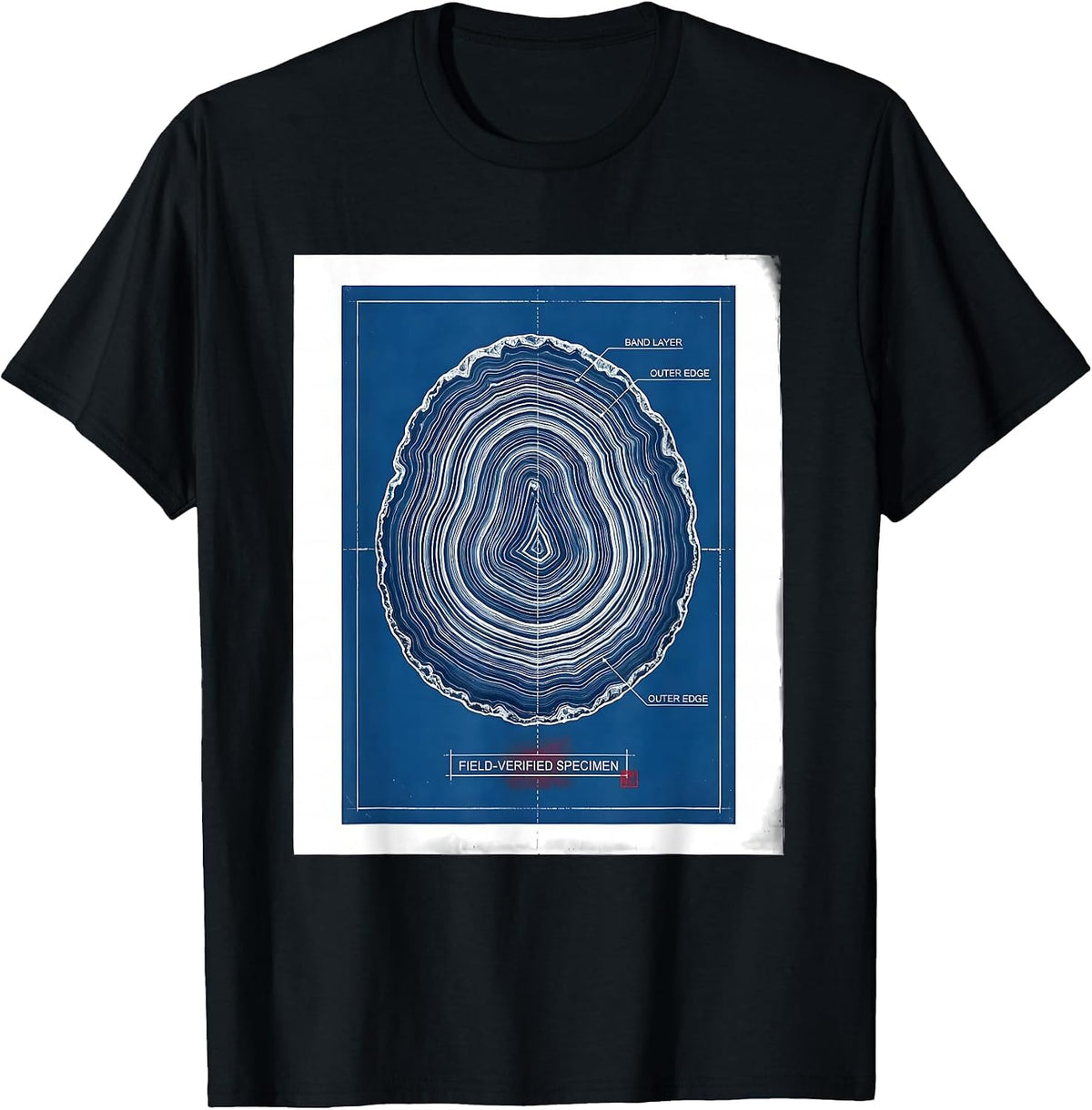 Men's Field-Verified Specimen Technical Blueprint Geology Rock T-Shirt - Black