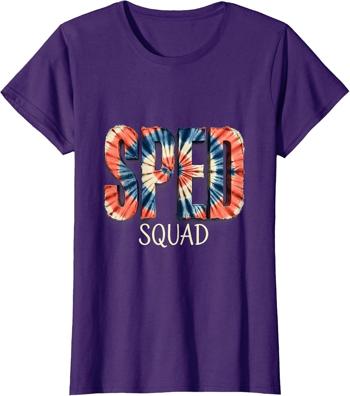 Women's SPED Squad Tie Dye Back To School Appreciation Day Workwear T-Shirt - Purple