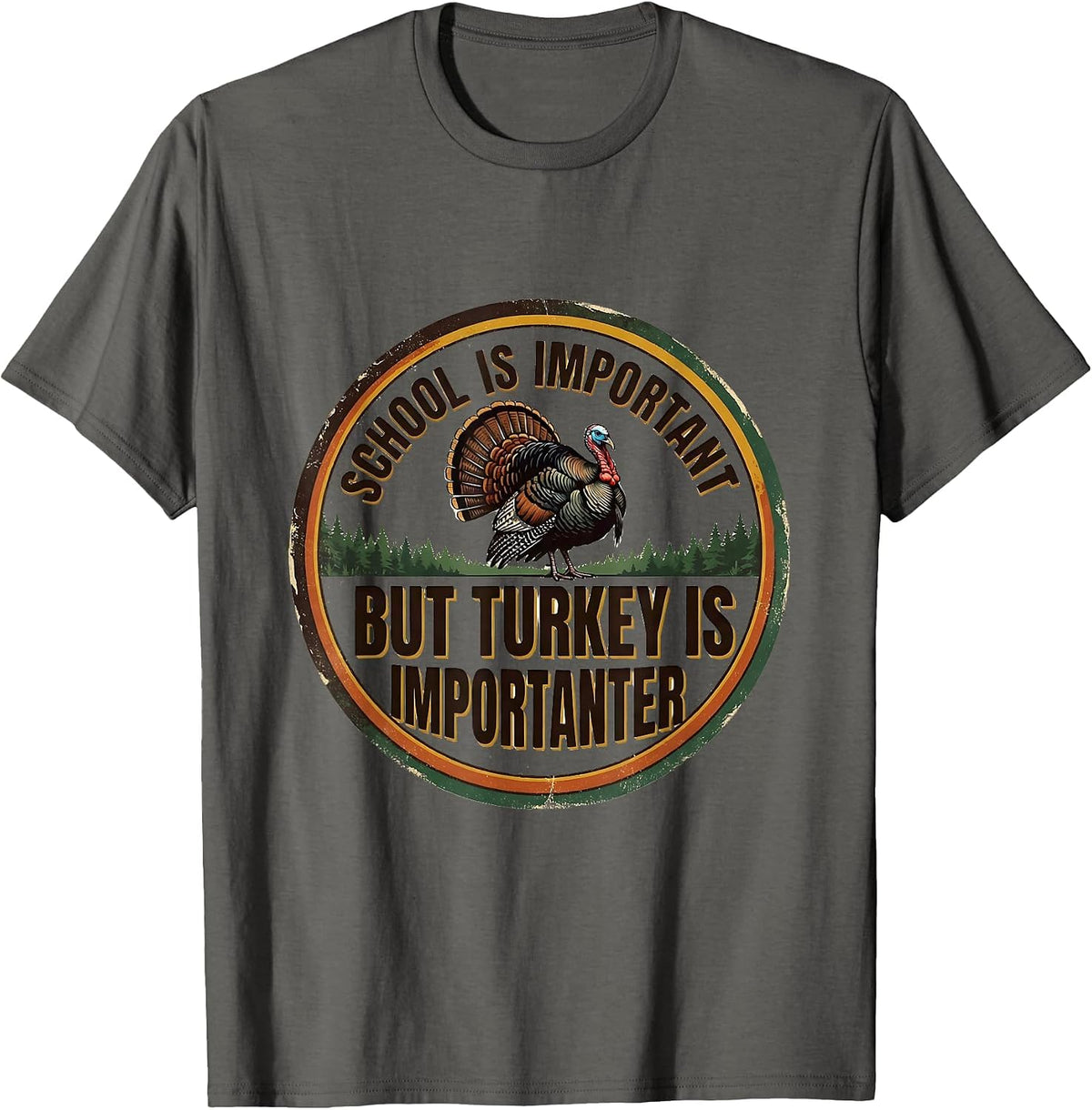 Men's School Is Important But Turkey Is Importanter Vintage T-Shirt - Asphalt Grey