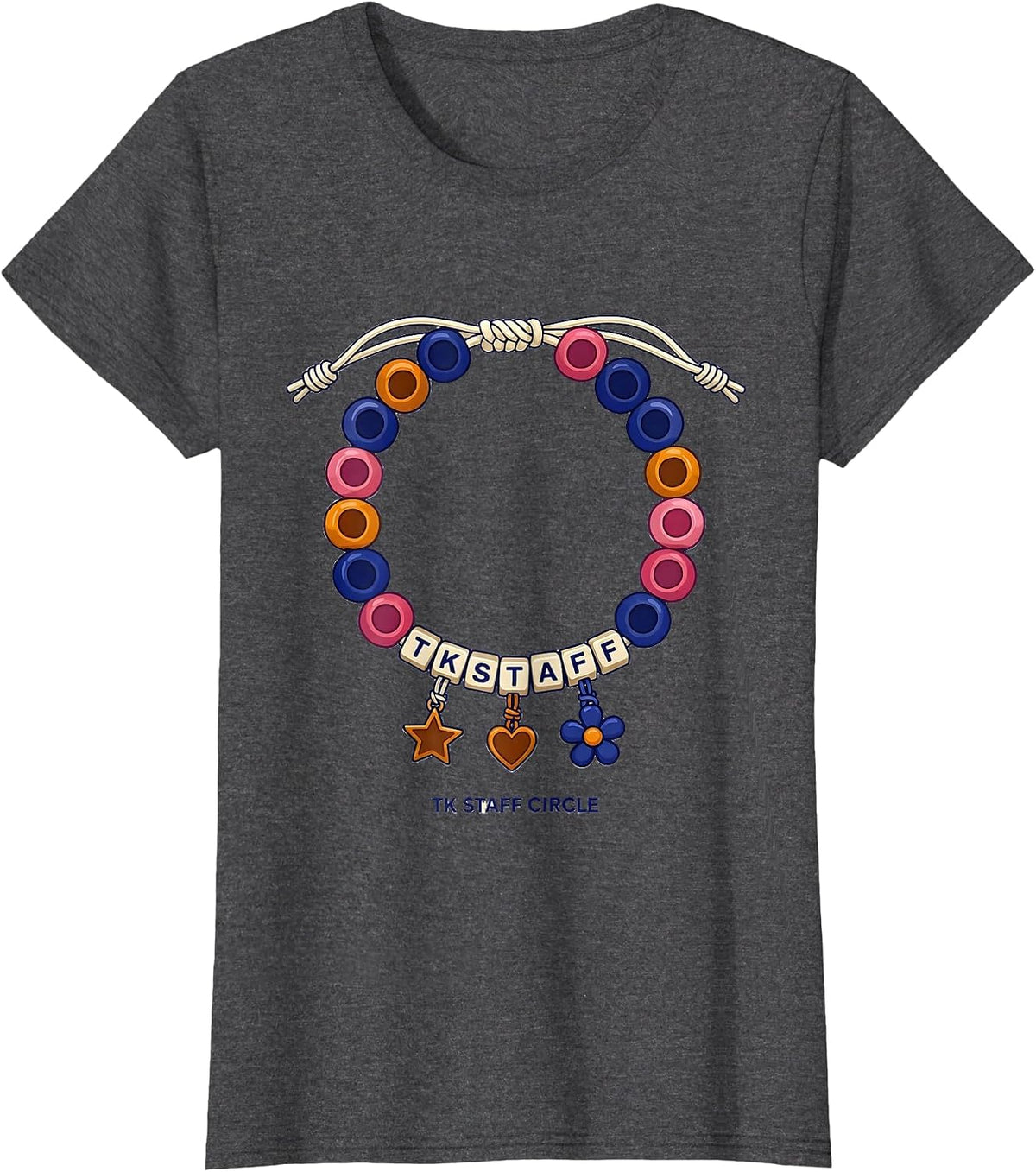Women's TK Staff Circle Friendship Bracelet Transitional T-Shirt - Dark Heather Grey