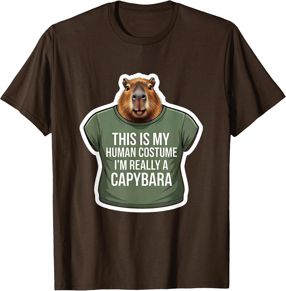 This Is My Human Costume I'm Really A Capybara Funny T-Shirt - Brown