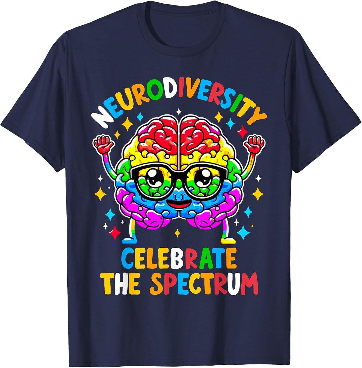 Neurodiversity Brain Autism Awareness T-Shirt - Navy Blue