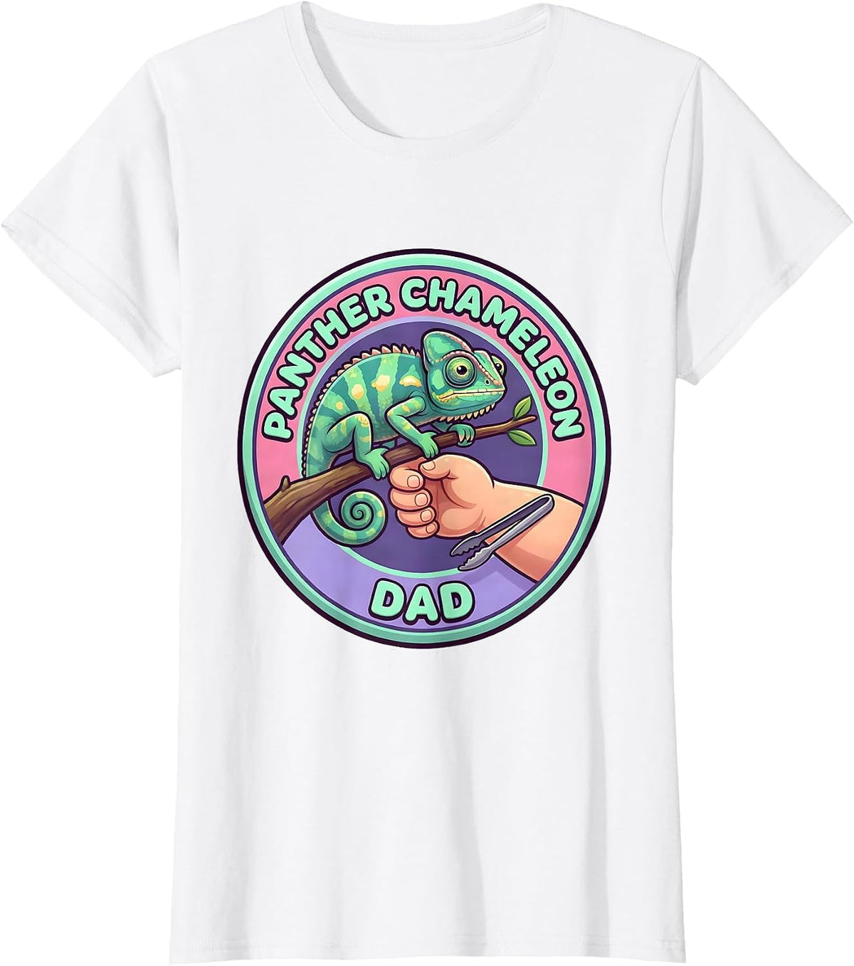 Women's Panther Chameleon Dad Cute Kawaii Reptile Lover Gift T-Shirt - White