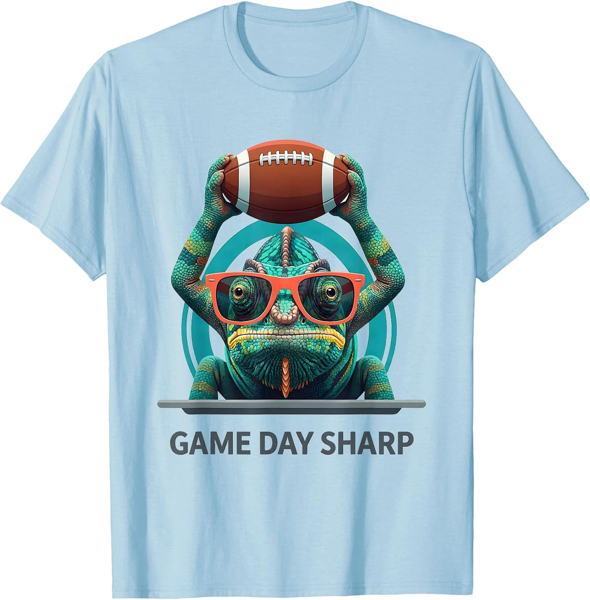 Game Day Sharp Flat Vector Chameleon Mascot Football Season T-Shirt - Baby Blue