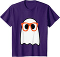 Nerdy Ghost Cute Orange Glasses Halloween Hipster Funny T-Shirt - Purple