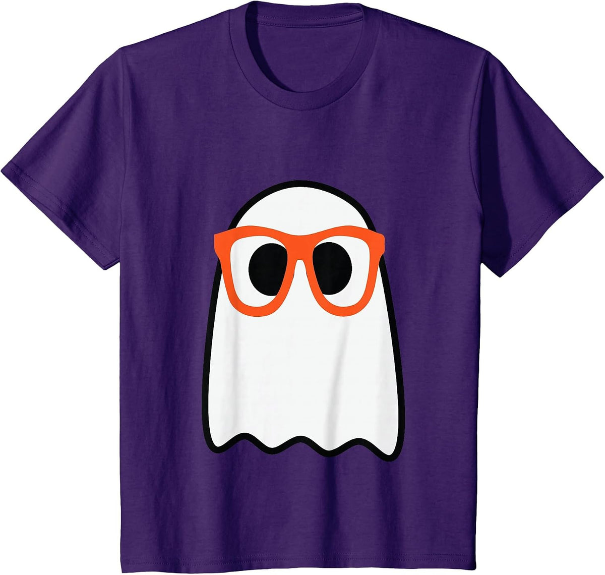 Nerdy Ghost Cute Orange Glasses Halloween Hipster Funny T-Shirt - Purple