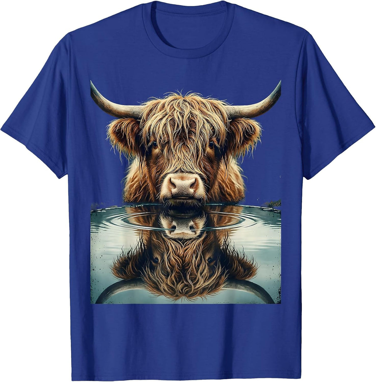 Men's Highland Cow Vintage Farm Animal Humor T-Shirt - Royal Blue