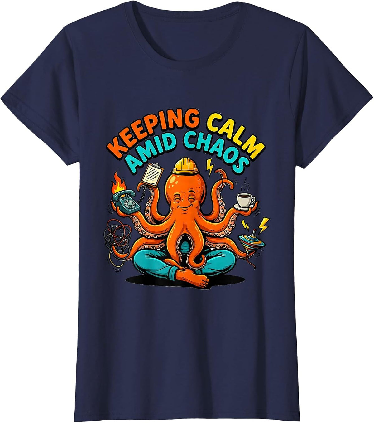 Women's Chaos Coordinator Keeping Calm Amid Chaos T-Shirt - Navy Blue