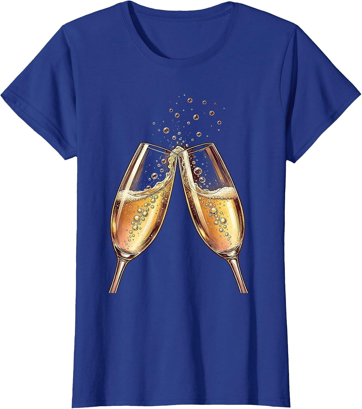 Women's Champagne Toast Celebration Clinking Glasses T-Shirt - Royal Blue