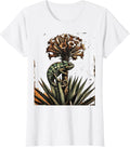 Women's Colorful Chameleon on Blooming Agave Mexico T-Shirt - White