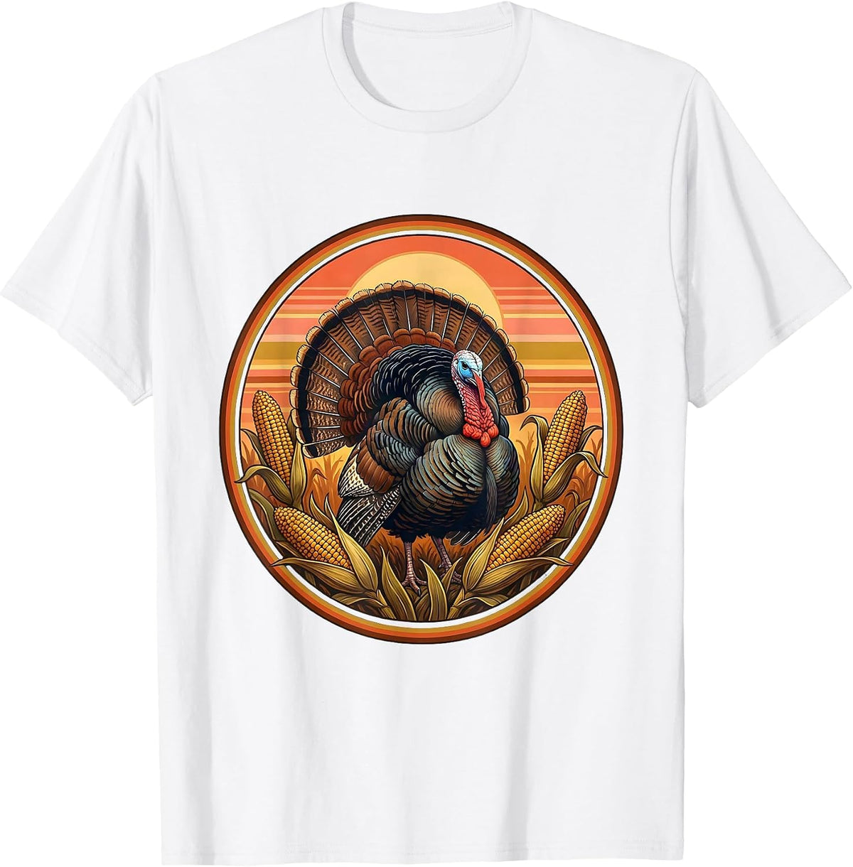 Wild Turkey Strutting Through Golden Cornfield T-Shirt - White