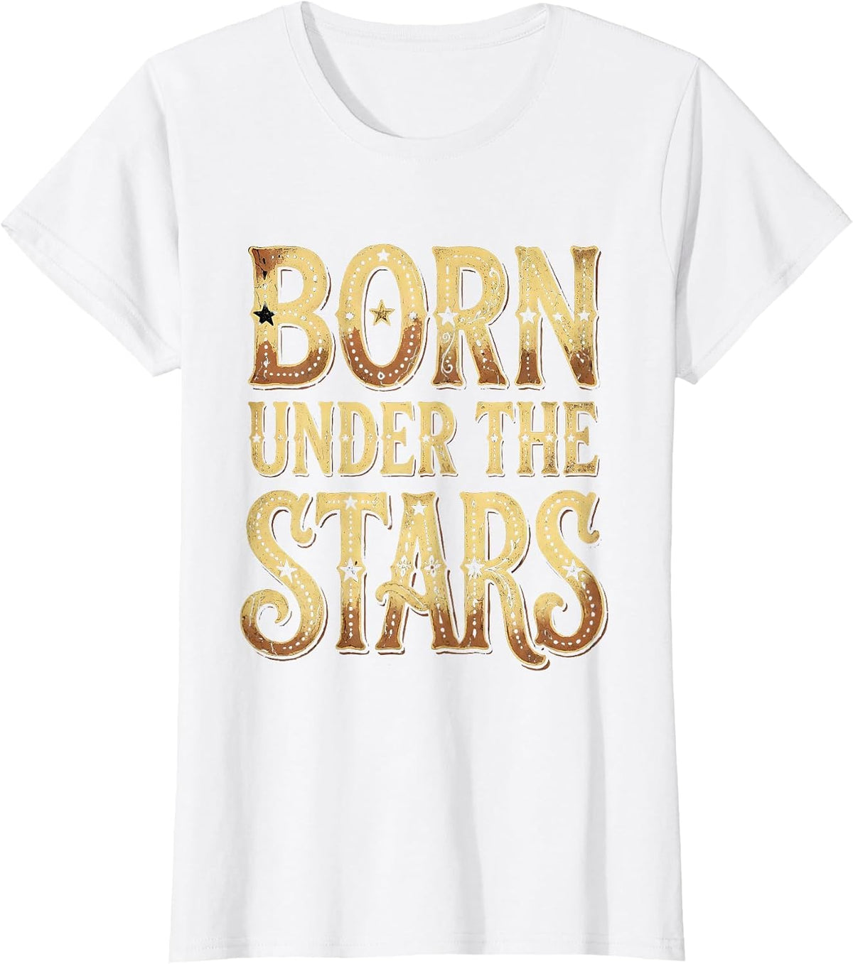 Born Under the Stars Patriotic American Design T-Shirt - White