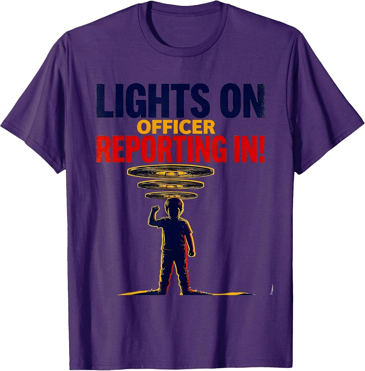 Lights On, Officer Reporting In! Playful Kids Police Officer T-Shirt - Purple