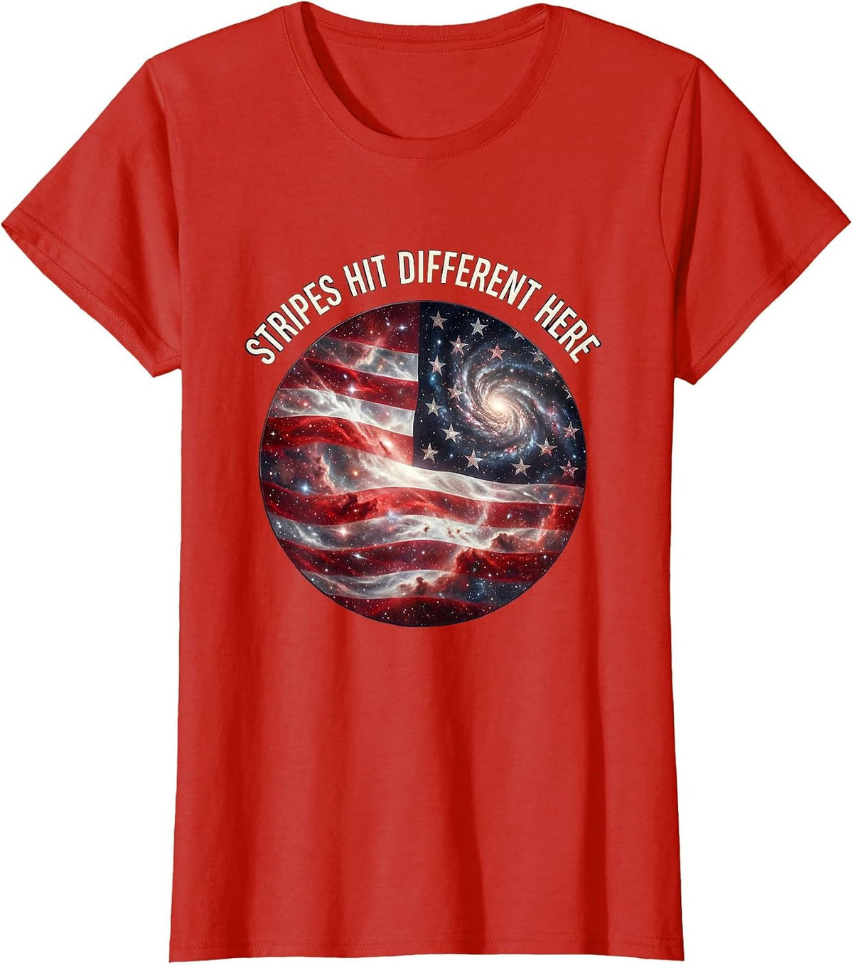 Stripes Hit Different Here Red White Blue Design T-Shirt - Red