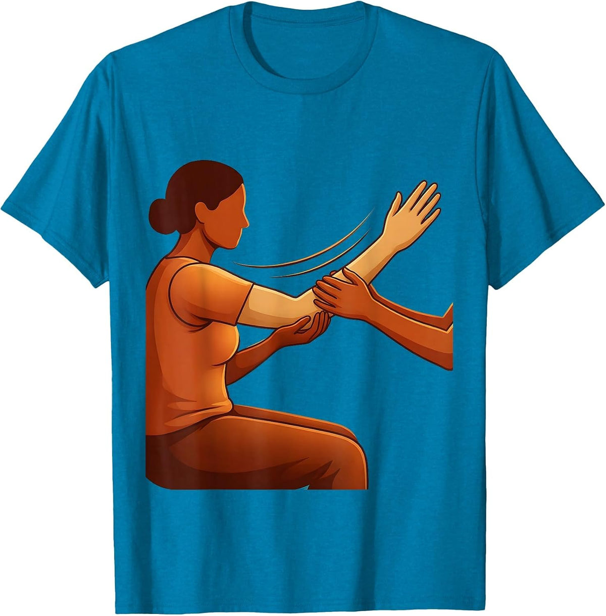 Physical Therapist Patient Arm Stretch Illustration T-Shirt - Sapphire Blue