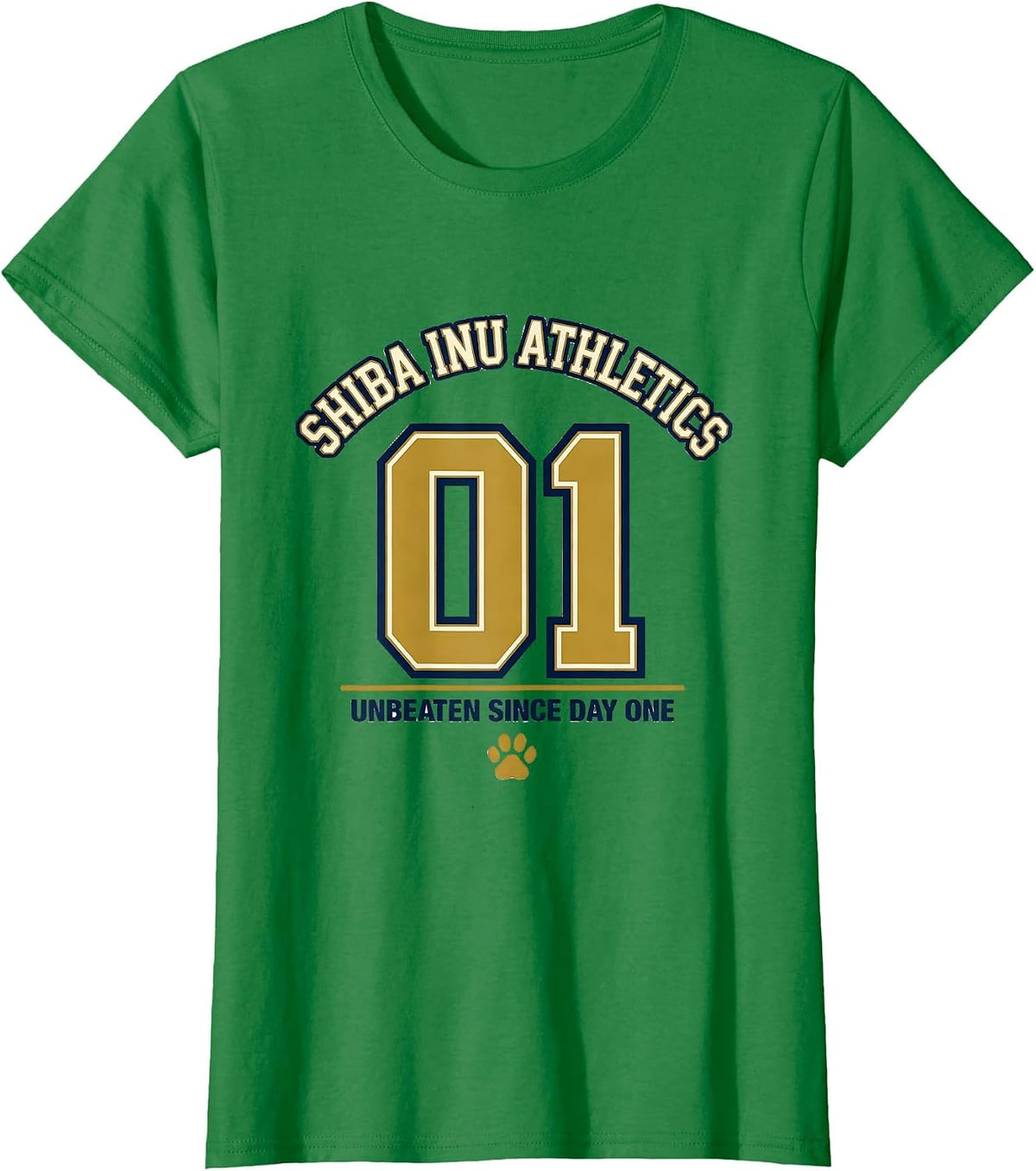 Women's Shiba Inu Athletics, Unbeaten Since Day One Funny Dog Lover T-Shirt - Kelly Green