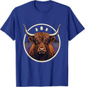 Highland Cow Vampire Badge Funny Halloween Humor T-Shirt - Royal Blue