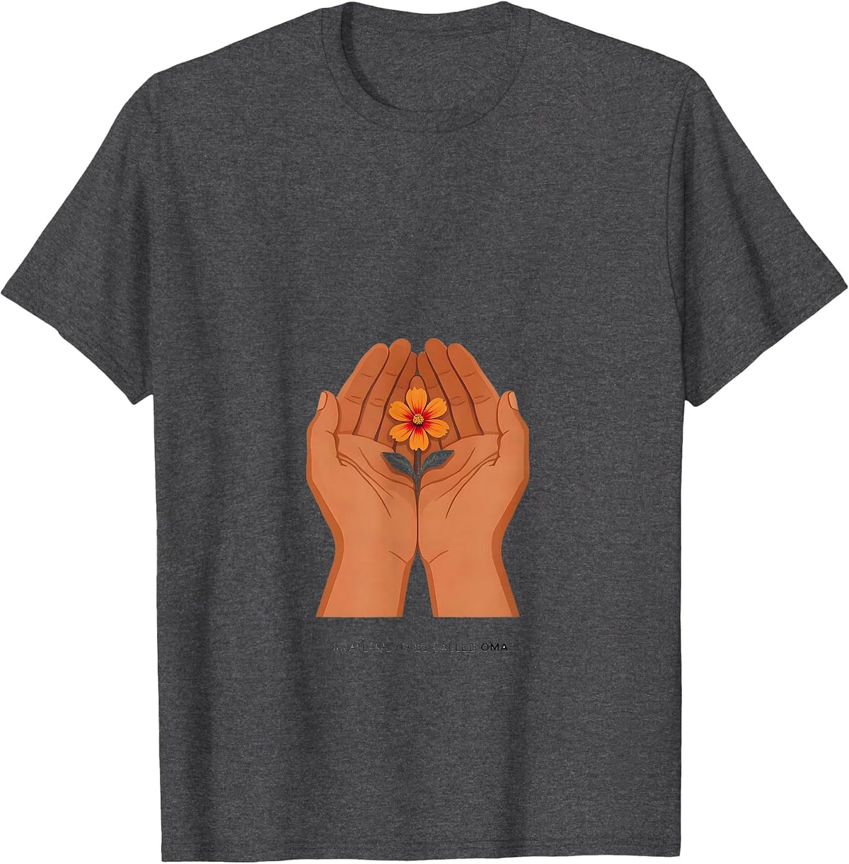 Men's Grateful To Be Called Oma Sentimental Grandma Floral T-Shirt - Dark Heather Grey