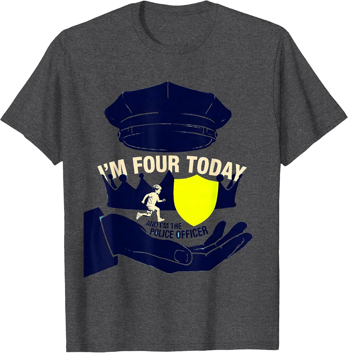 Men's I'm Four Today And I'm The Police Officer Birthday T-Shirt - Dark Heather Grey