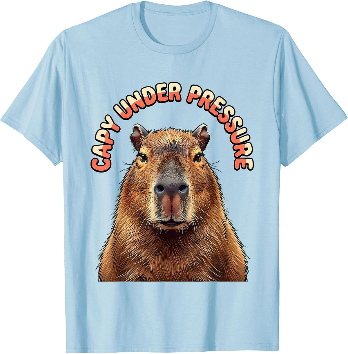 Men's Capy Under Pressure Funny Capybara Gamer Meme Humor T-Shirt - Baby Blue