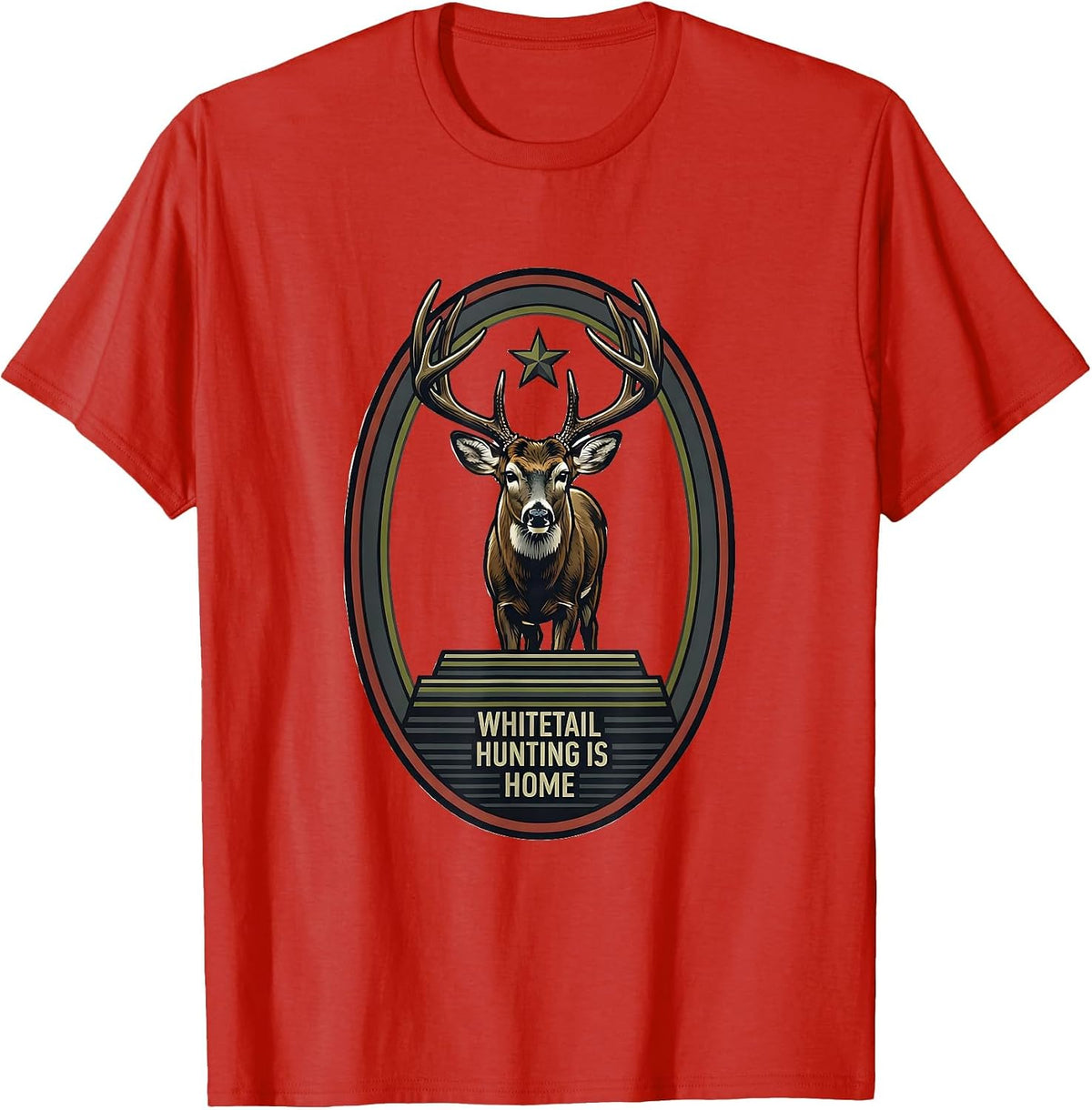 Men's Whitetail Hunting Is Home Patriotic Camo Hunter Dad Gift T-Shirt - Red