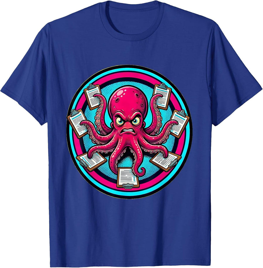 Chaos Coordinator Octopus Multitasking Graphic T-Shirt - Royal Blue