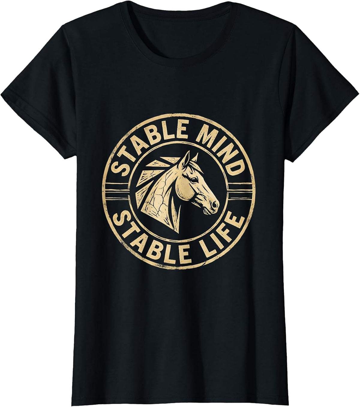 Stable Mind Stable Life Horse Lover Design T-Shirt - Black