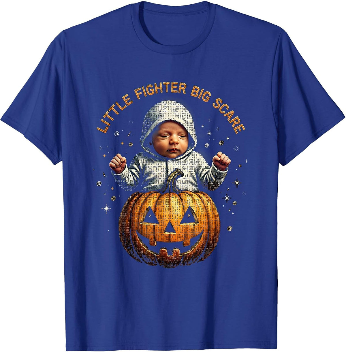 NICU Little Fighter Big Scare Halloween Design T-Shirt - Royal Blue