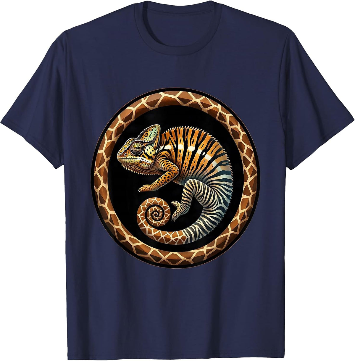 Men's Chameleon Animal Print Skin Shift Graphic T-Shirt - Navy Blue