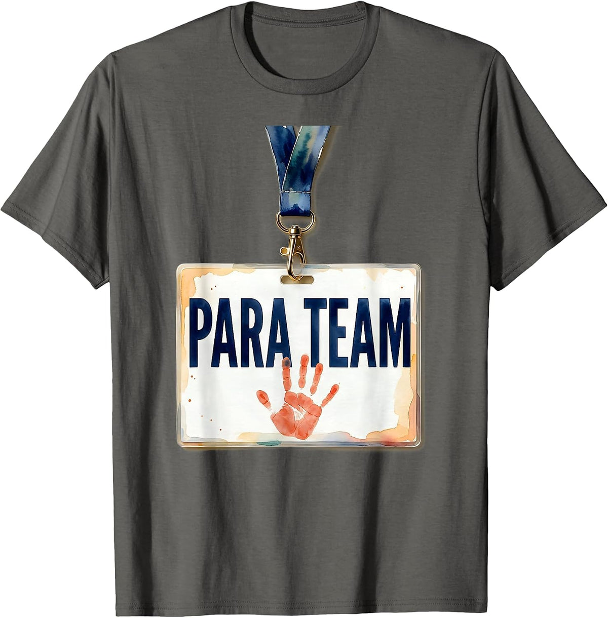 Men's Para Team Watercolor School Paraprofessional Teacher T-Shirt - Asphalt Grey
