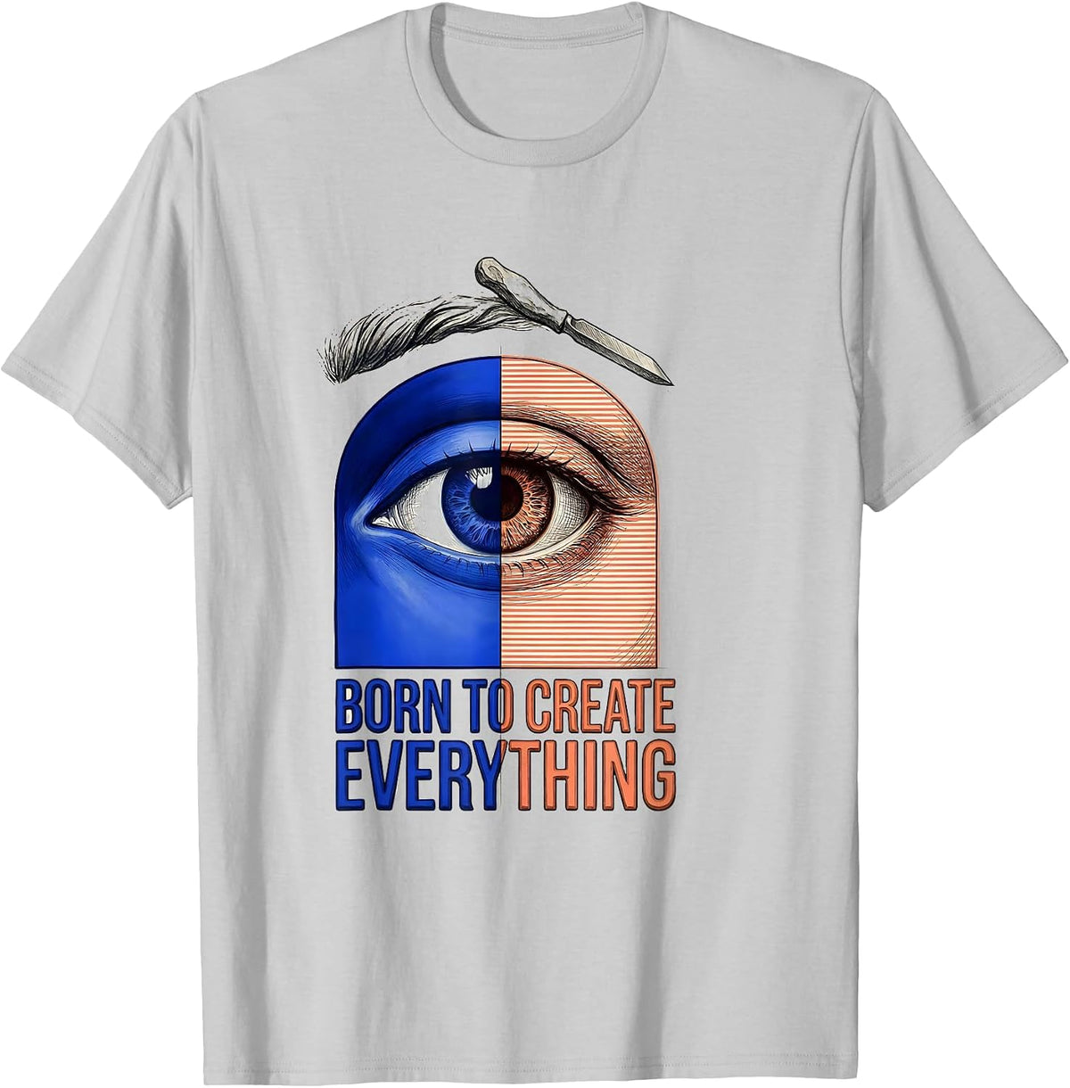 Men's Born to Create Everything Renaissance Design T-Shirt - Silver Grey