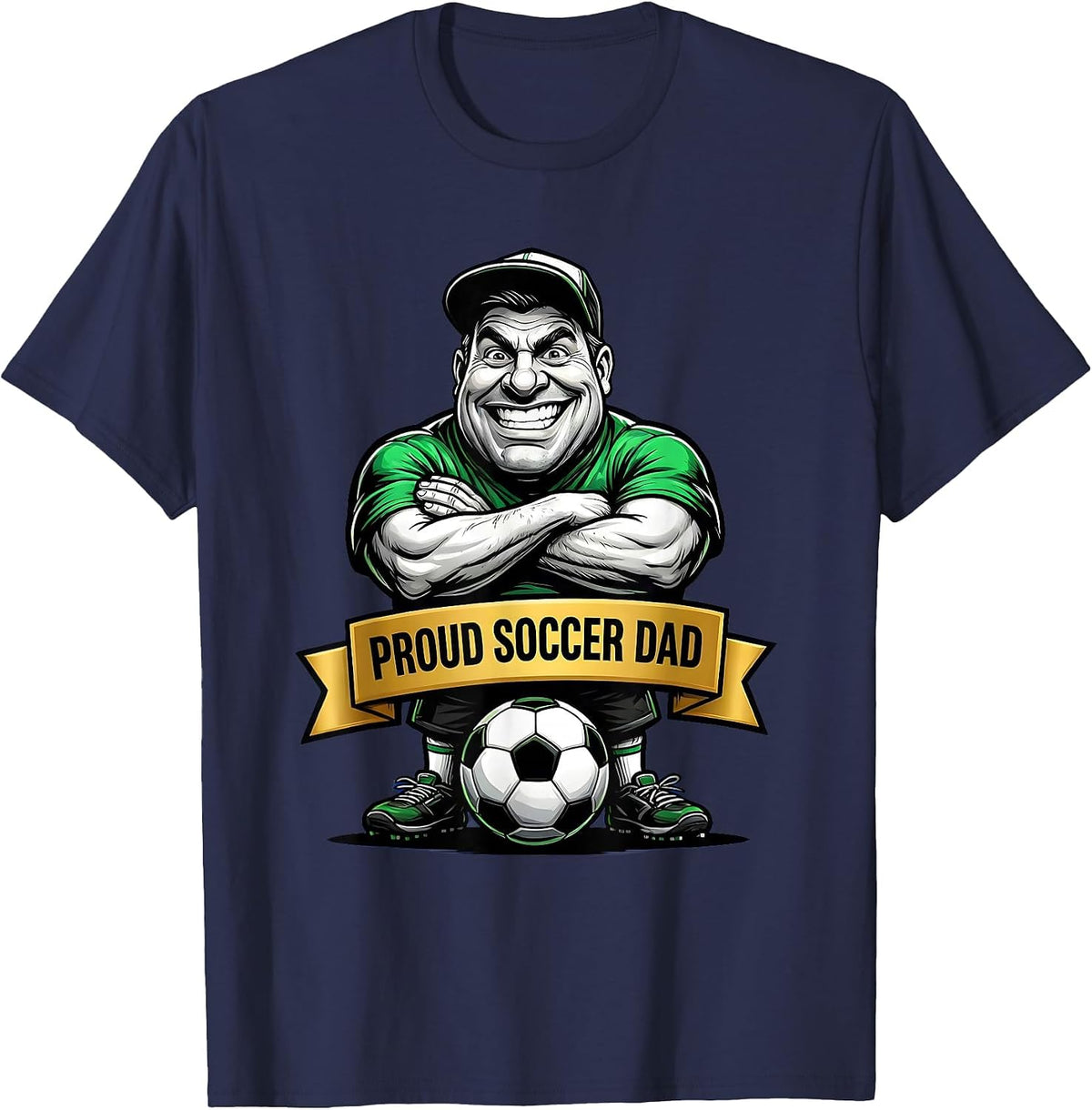 Men's Proud Soccer Dad Graphic Design T-Shirt - Navy Blue