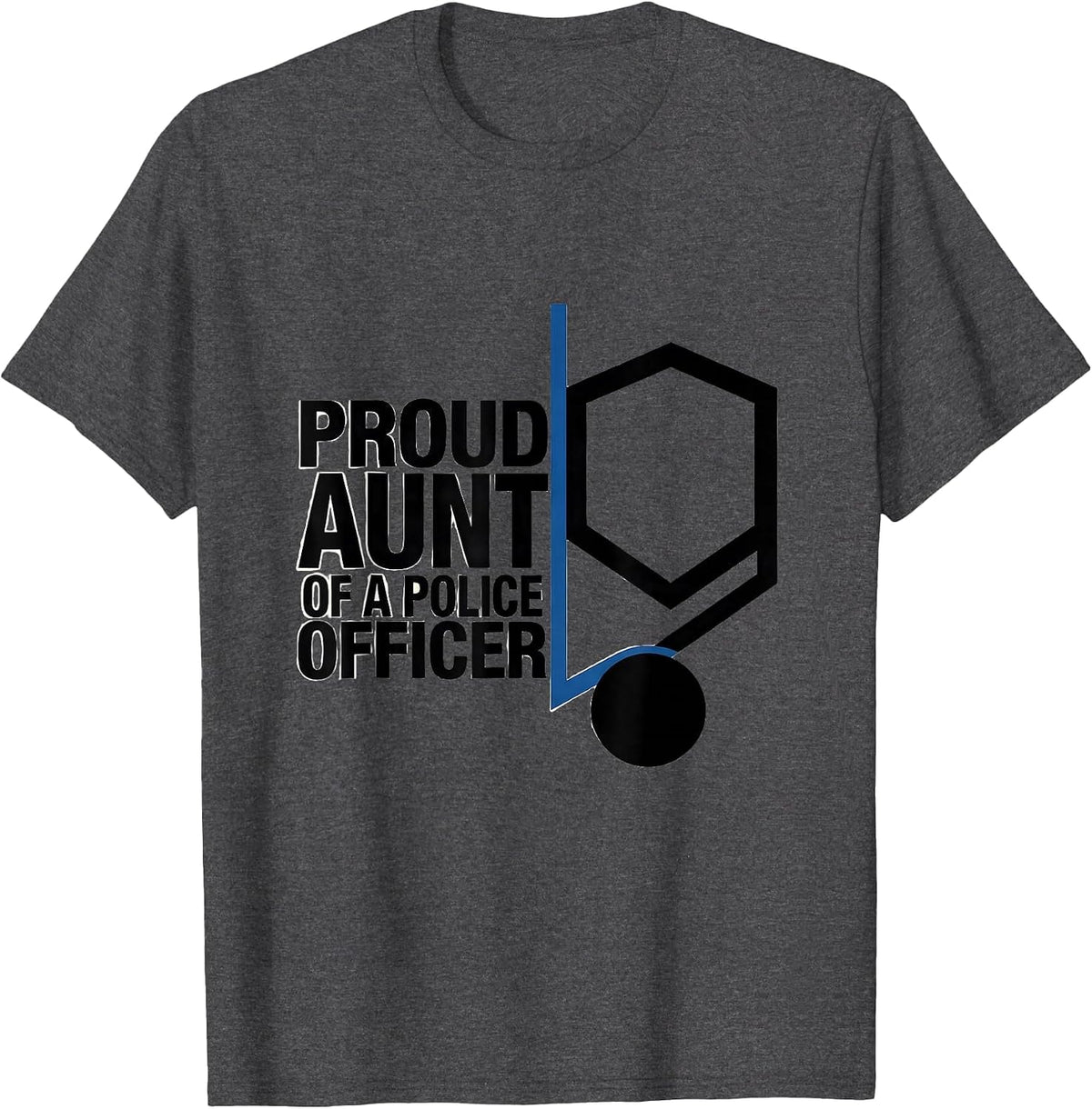 Men's Proud Aunt Of A Police Officer Thin Blue Line Family Tribute T-Shirt - Dark Heather Grey