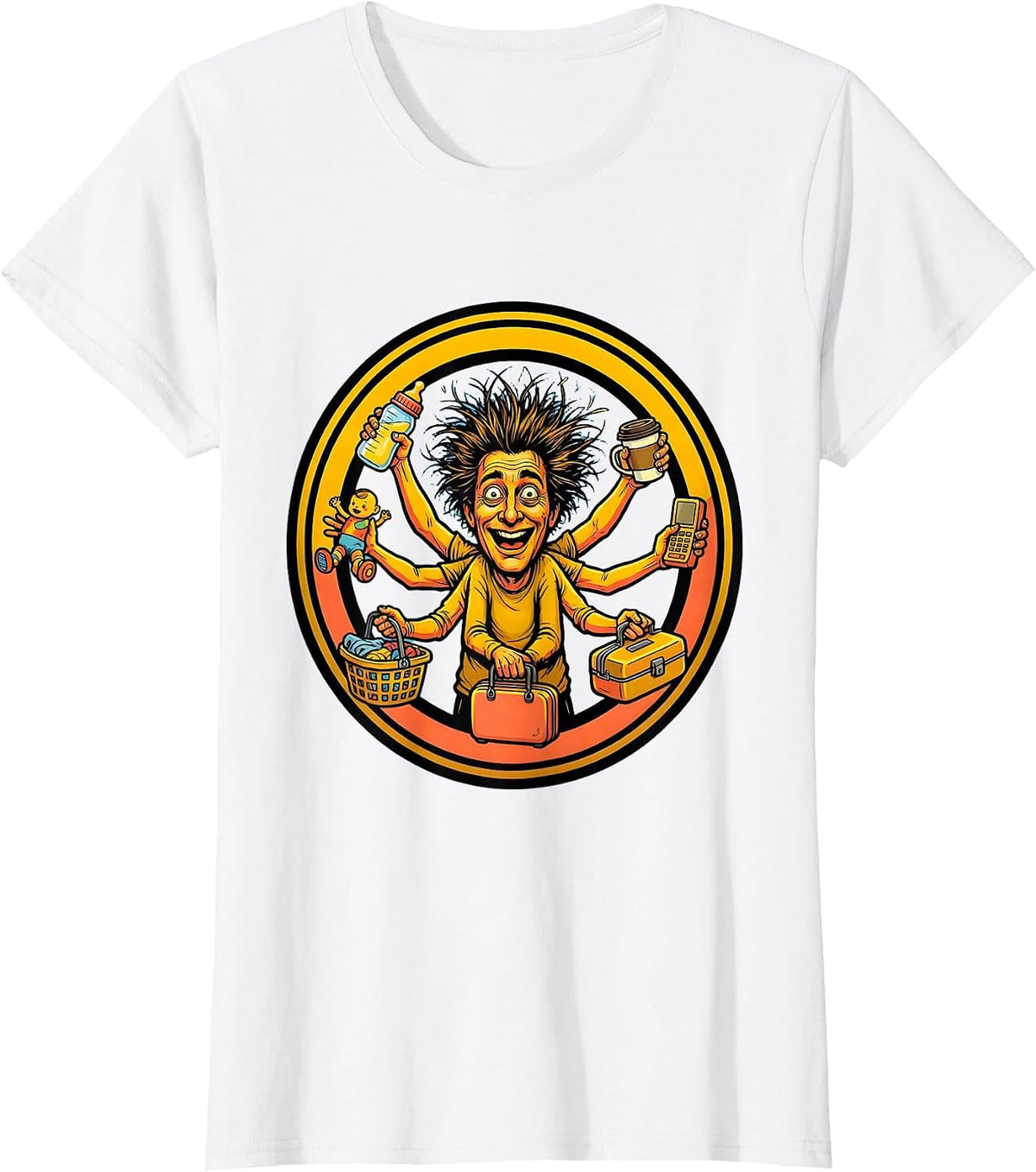 Chaos Coordinator Overwhelmed Parent Six Arms T-Shirt - White