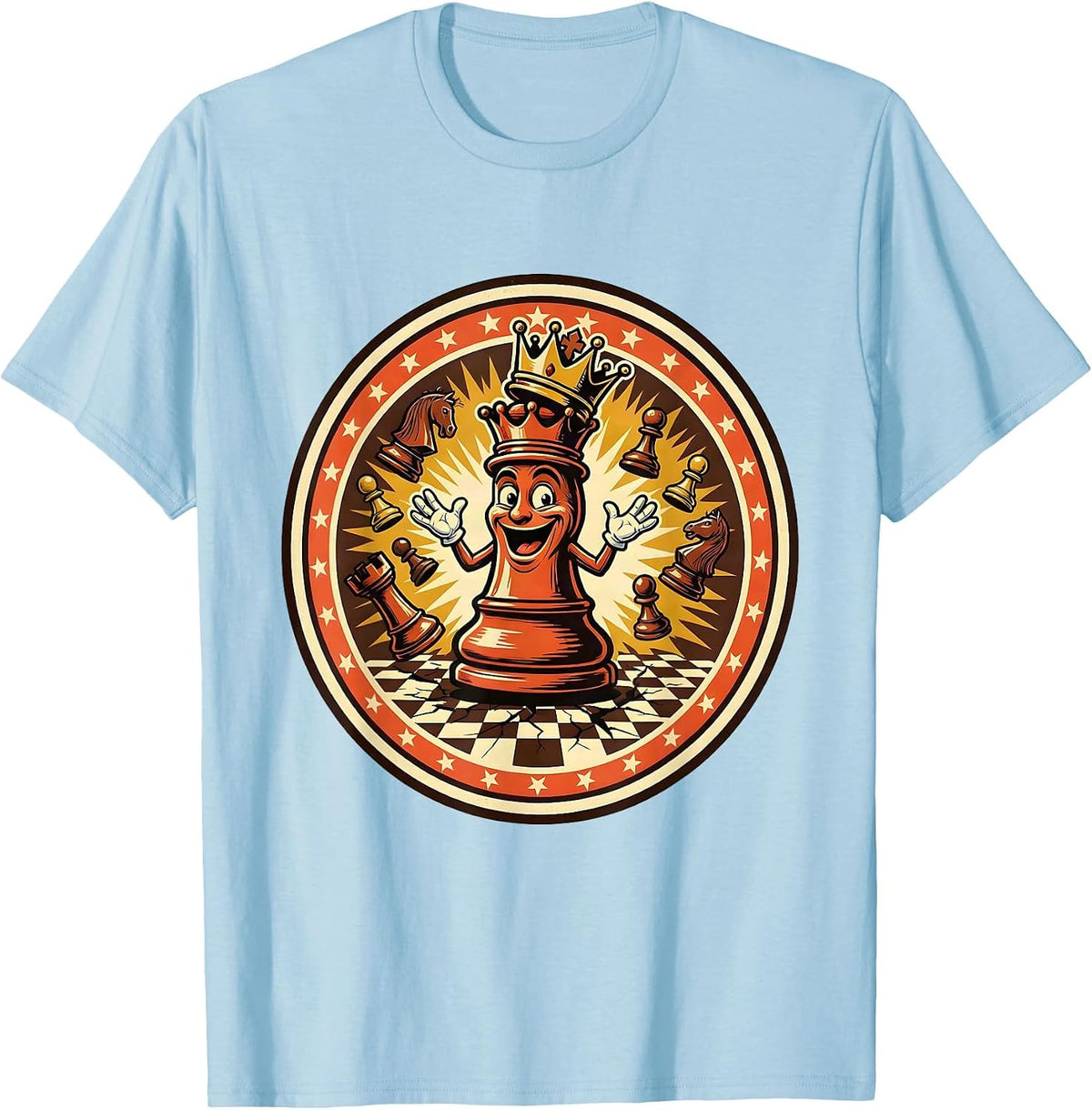 Men's Chaos Coordinator Exploding Chess Board Graphic T-Shirt - Baby Blue
