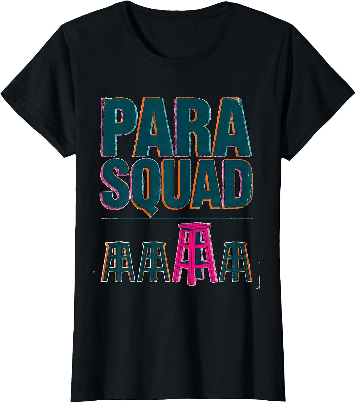 Para Squad Paraprofessional Teacher Appreciation Back T-Shirt - Black