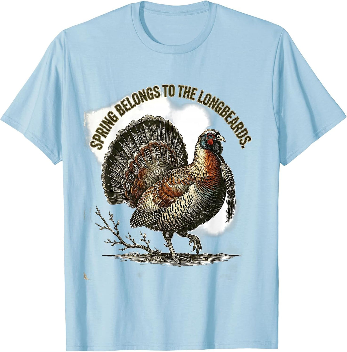 Men's Spring Belongs To The Longbeards Vintage Turkey Hunter Humor T-Shirt - Baby Blue