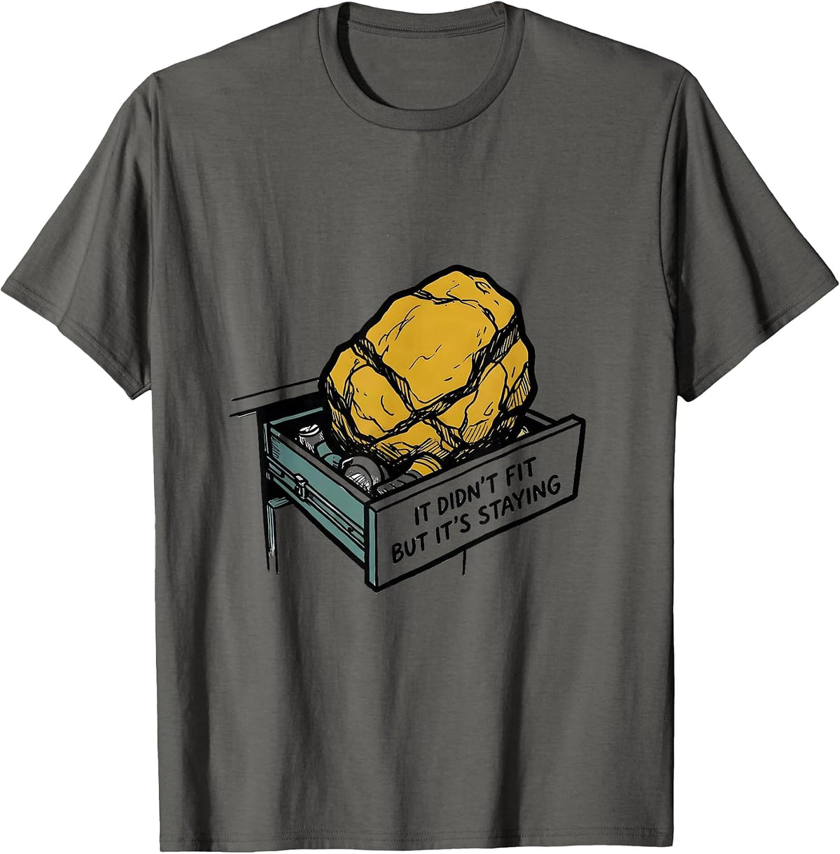 Men's It Didn't Fit, But It's Staying Funny Rock Collector T-Shirt - Asphalt Grey