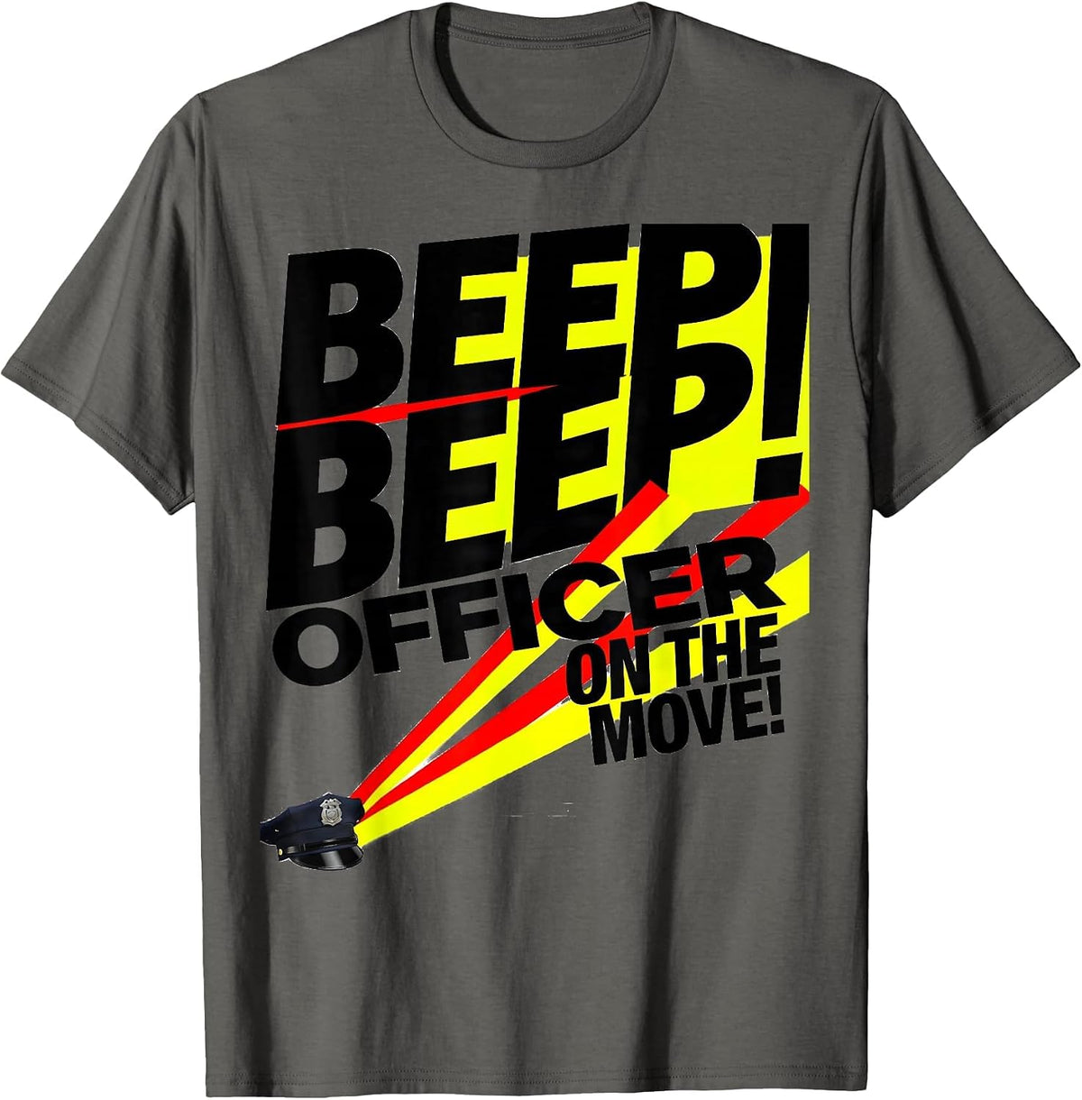 Beep Beep! Officer On The Move! Funny Police Officer Kids T-Shirt - Asphalt Grey