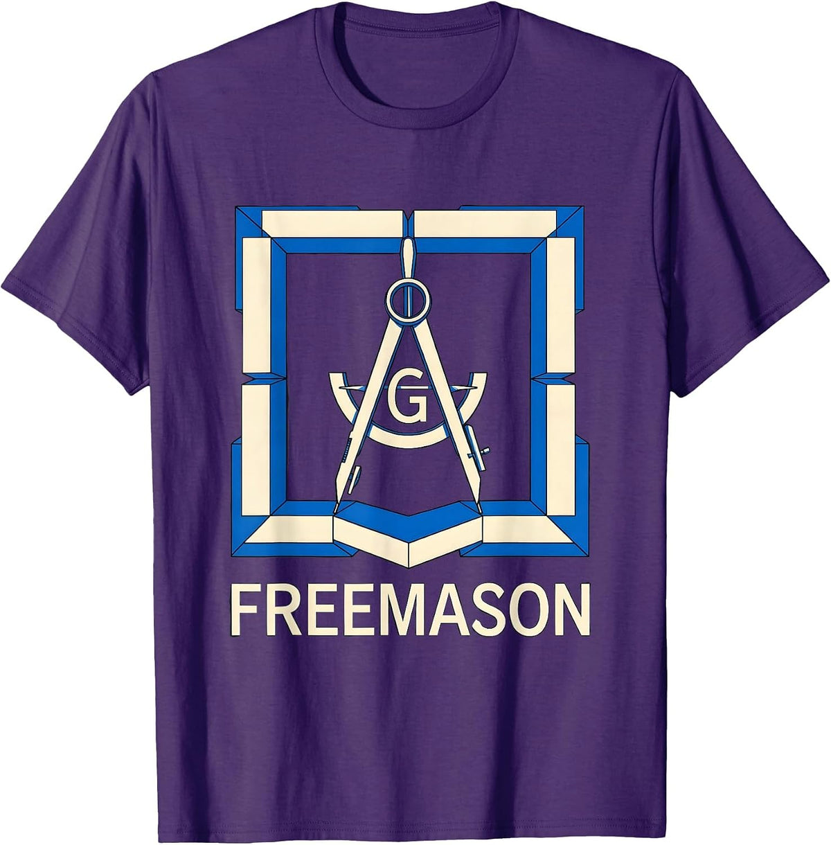 Freemason Geometric Square And Compass Masonic Fraternal T-Shirt - Purple