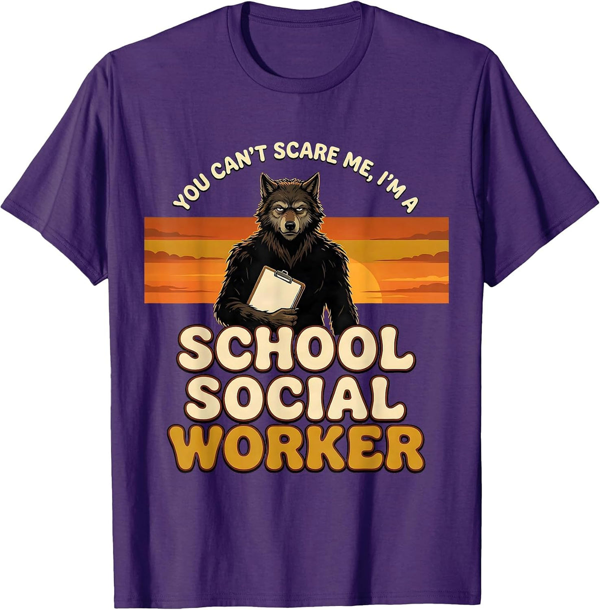 Men's You Can't Scare Me, I'm a School Social Worker Funny T-Shirt - Purple