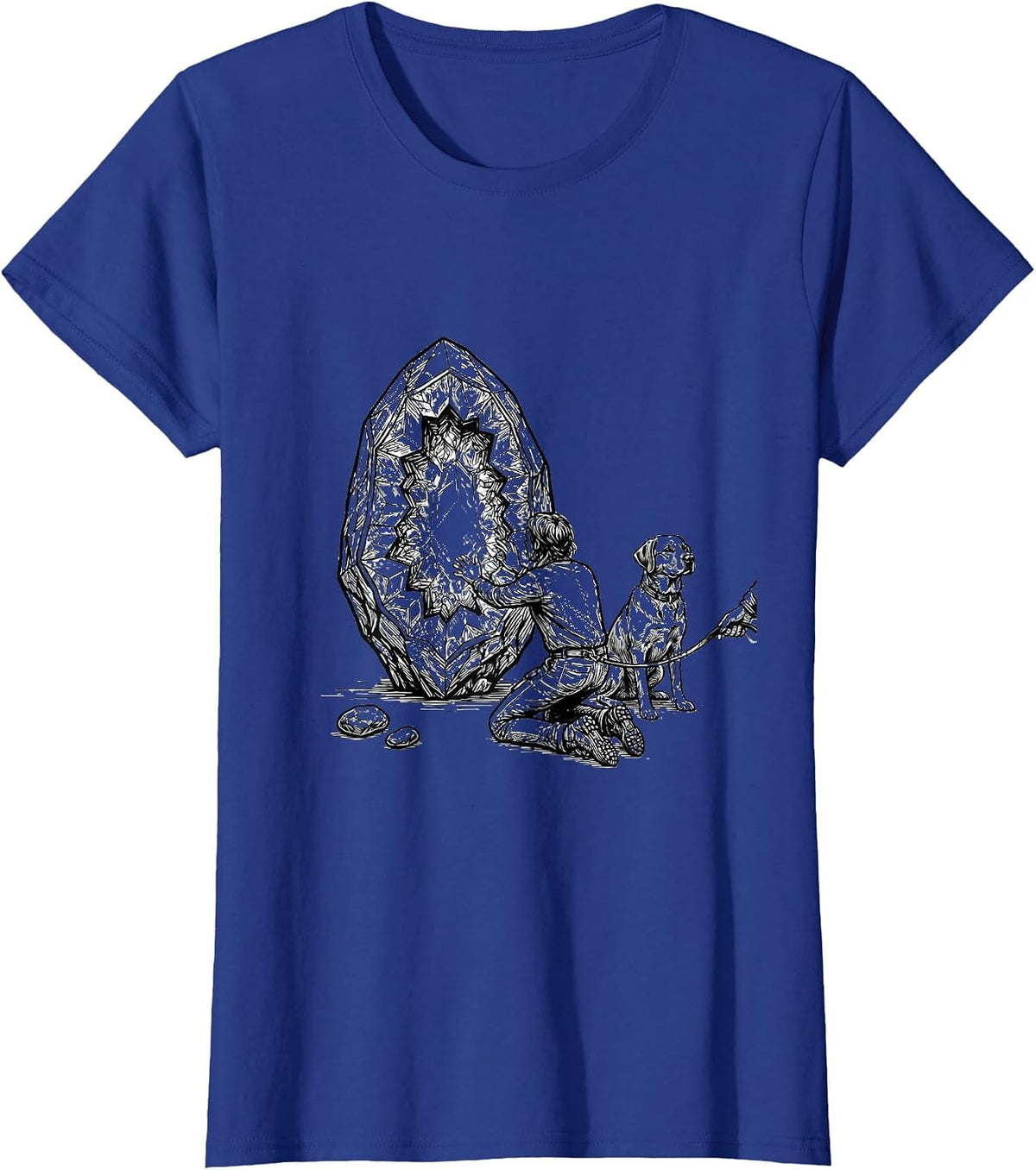 Women's Kneeling Collector Geode Hunter Funny Rock Collector T-Shirt - Royal Blue