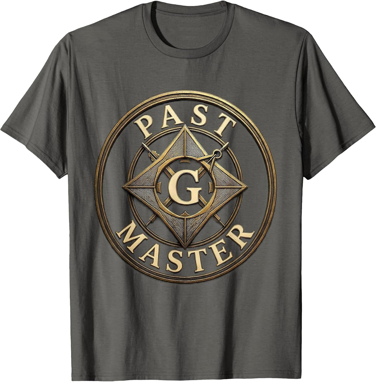 Past Master Masonic Square and Compass Freemason Grand Lodge T-Shirt - Asphalt Grey