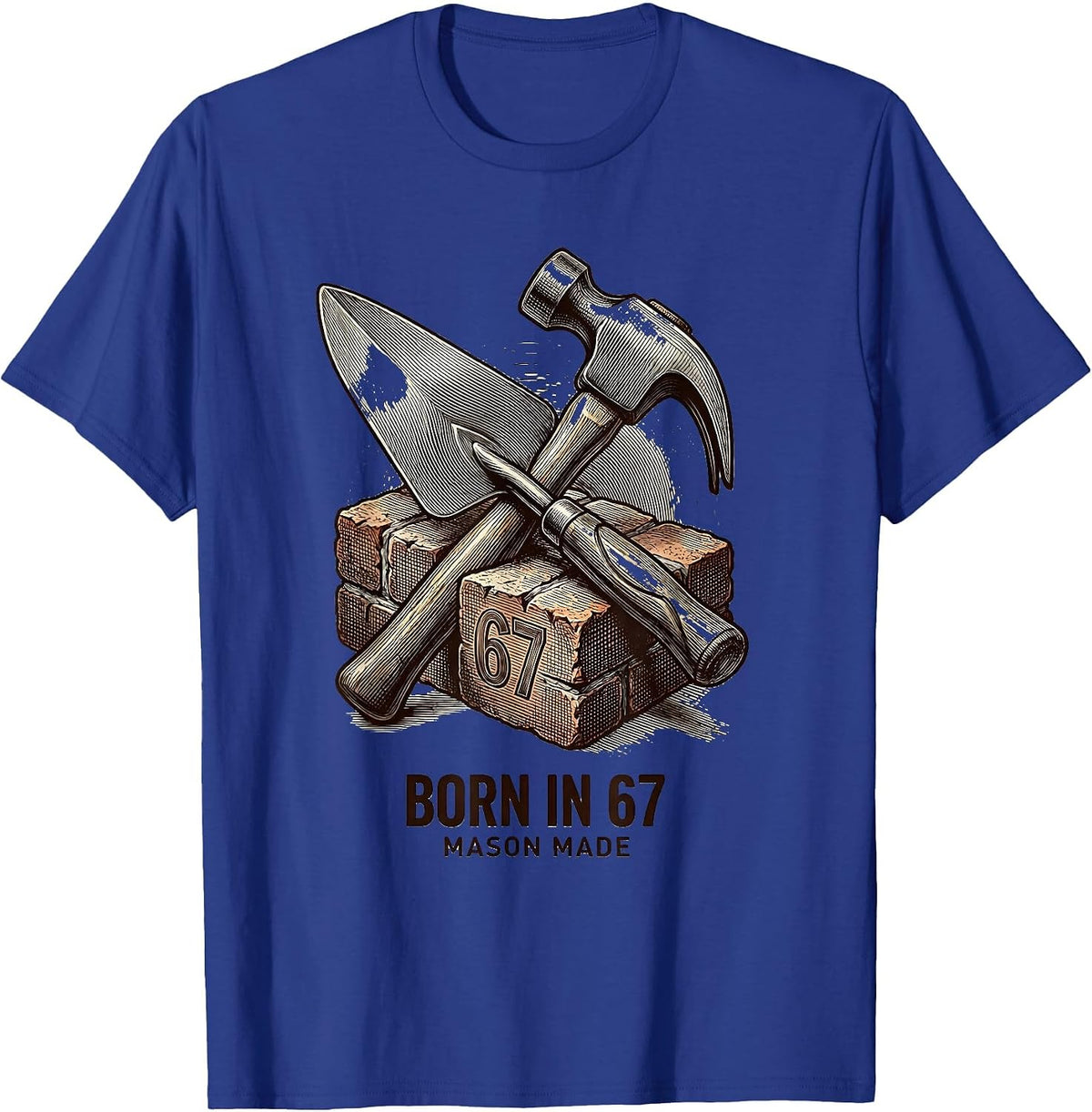 Born in 67 Mason Made Birth Year Design T-Shirt - Royal Blue