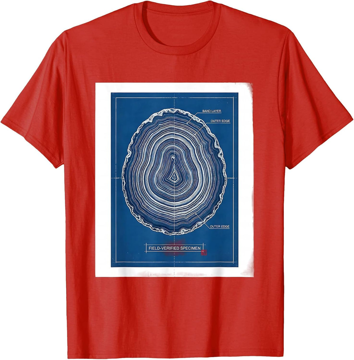 Men's Field-Verified Specimen Technical Blueprint Geology Rock T-Shirt - Red